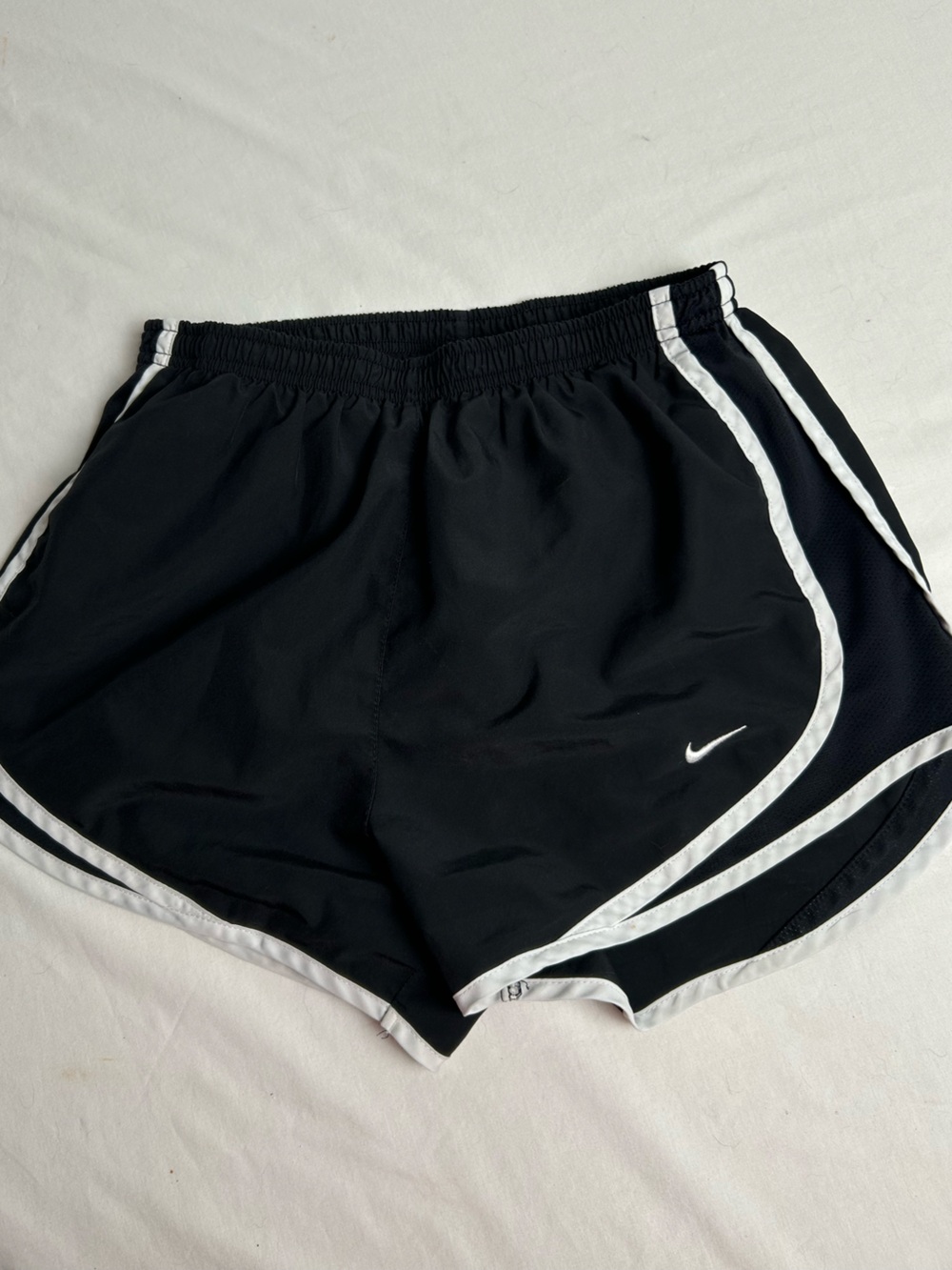 Nike Women's Black dri-fit Athletic Shorts with White Trim small